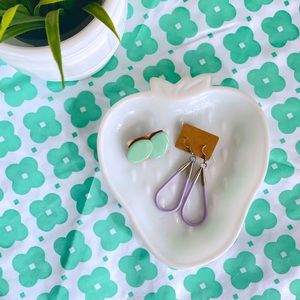 Vintage Teal & Lavender post & dangle earring set